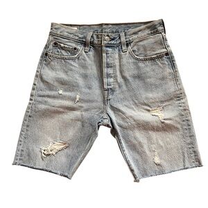 Levi’s 501 Button Fly High Rise Distressed Denim Shorts 9” Inseam Size‎ 28